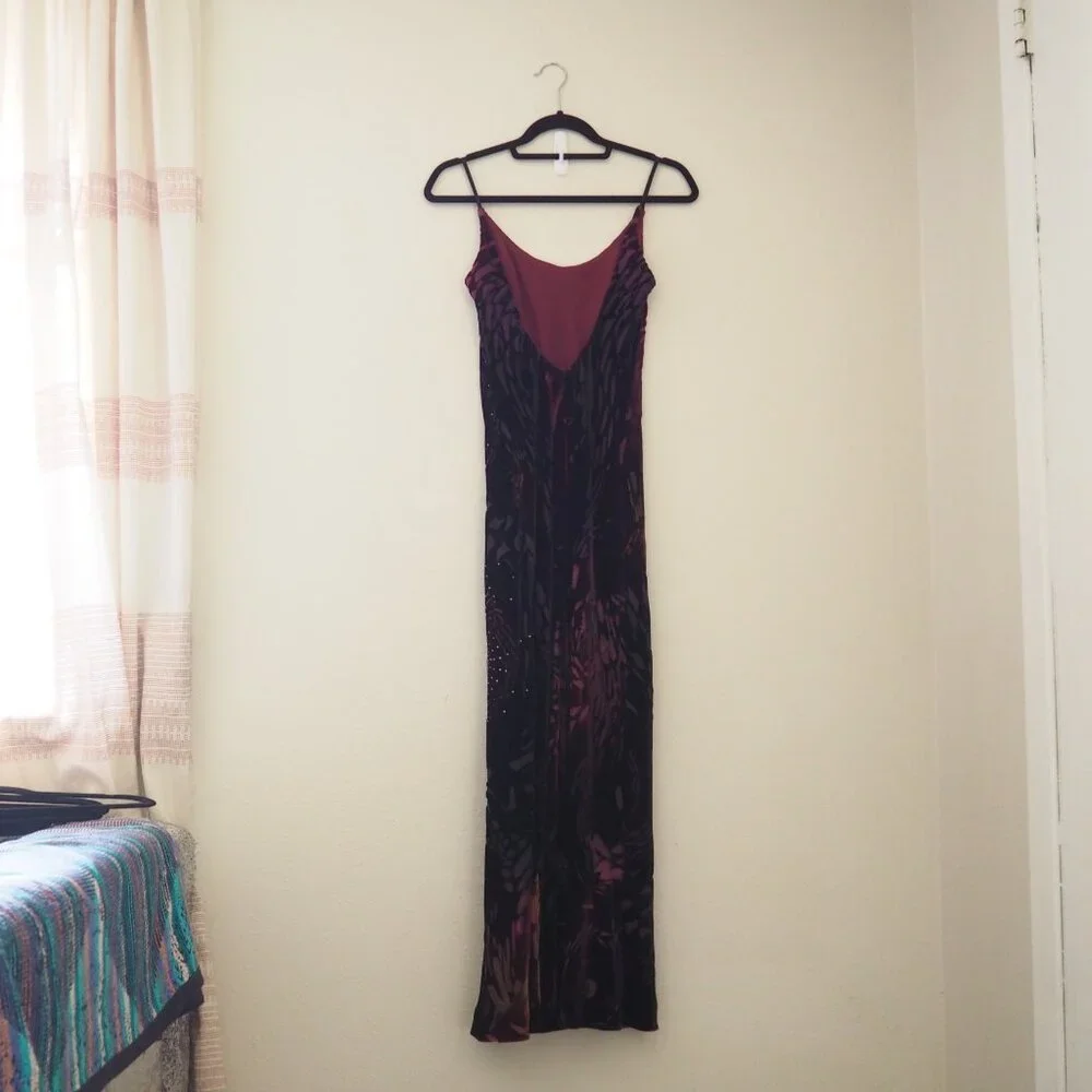 Vintage Andrea Polizzi for Rex Lester 90’s Burnout Velvet Bedazzled Dress - Picture 7 of 10